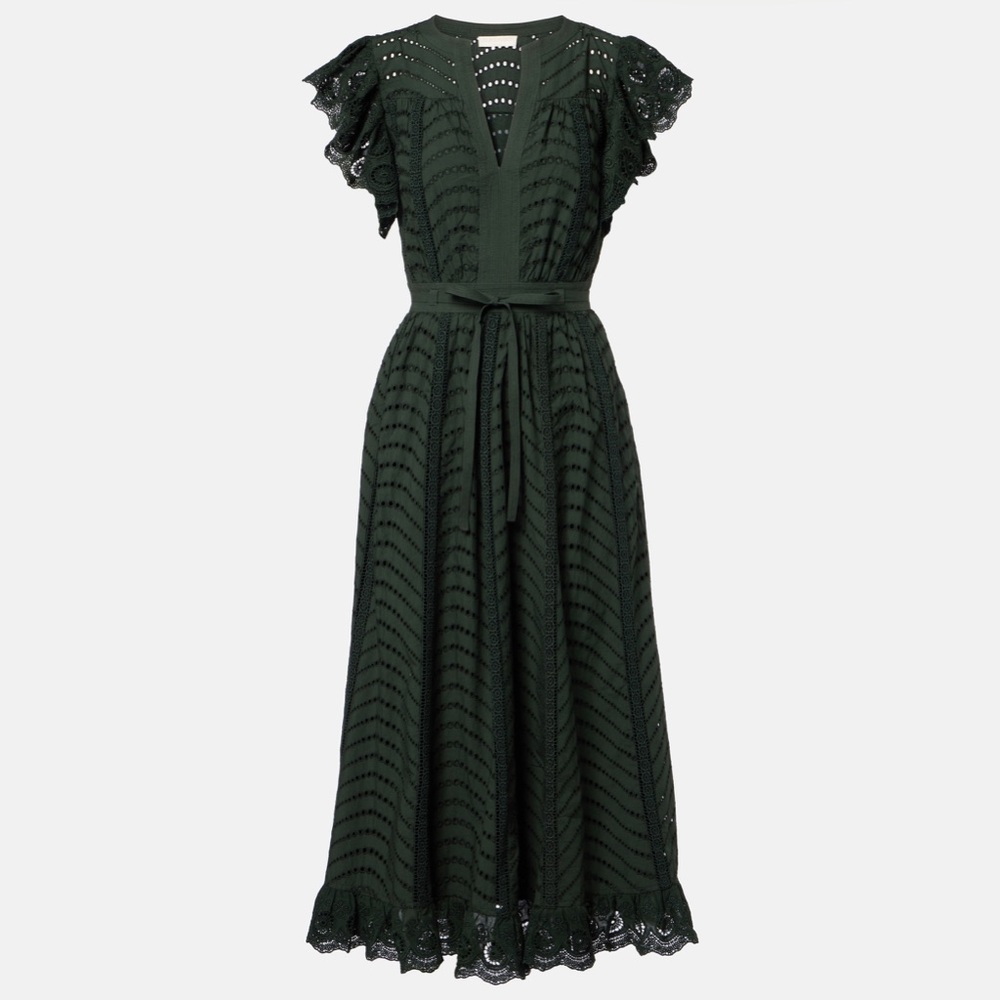 ULLA JOHNSON Olga broderie anglaise cotton midi dress - Picture 1 of 12